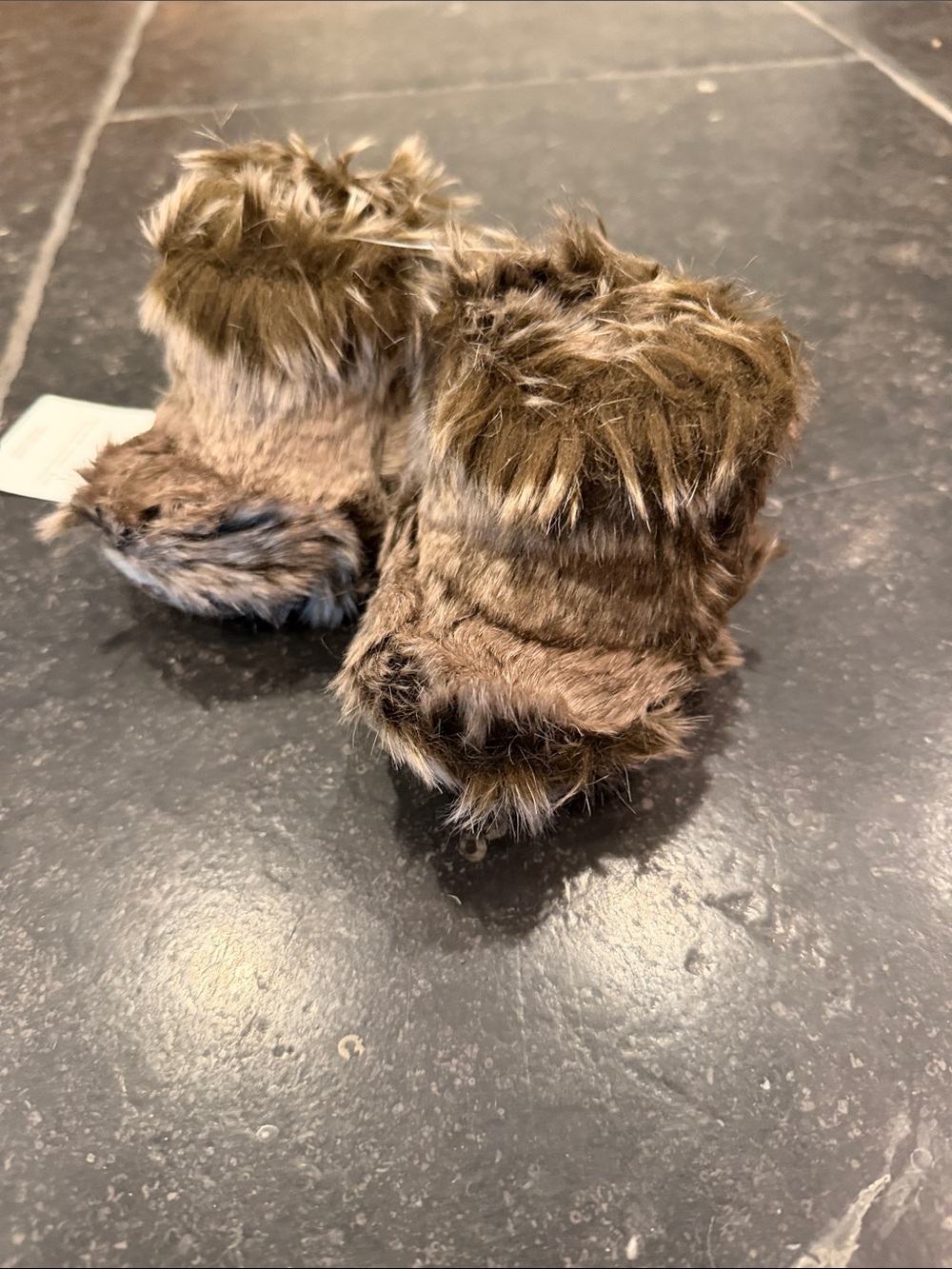 Baby & Child Restoration Hardware Plush Faux Fur Brown Baby Booties. Brand New.